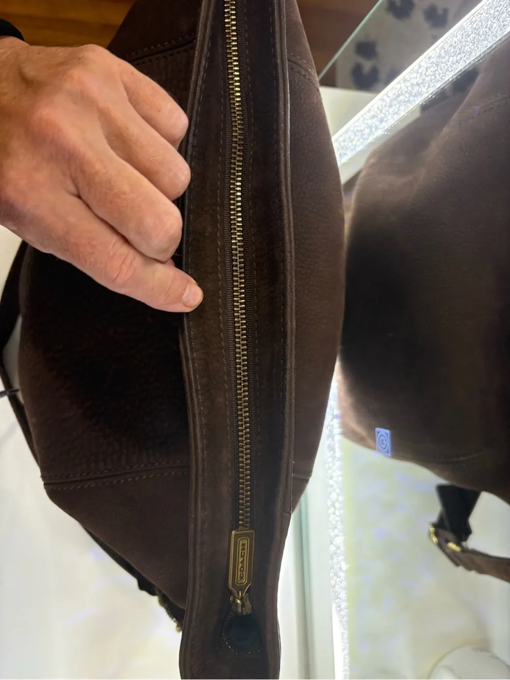 Coach Dark Brown Pebbled Leather Hobo Bag